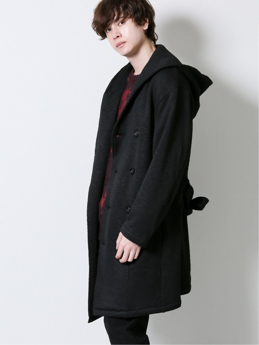 ニットフリース フーデットロングpコート S 05黒 ジャケット アウター Taka Q Online Shop タカキューオンラインショップ 公式通販