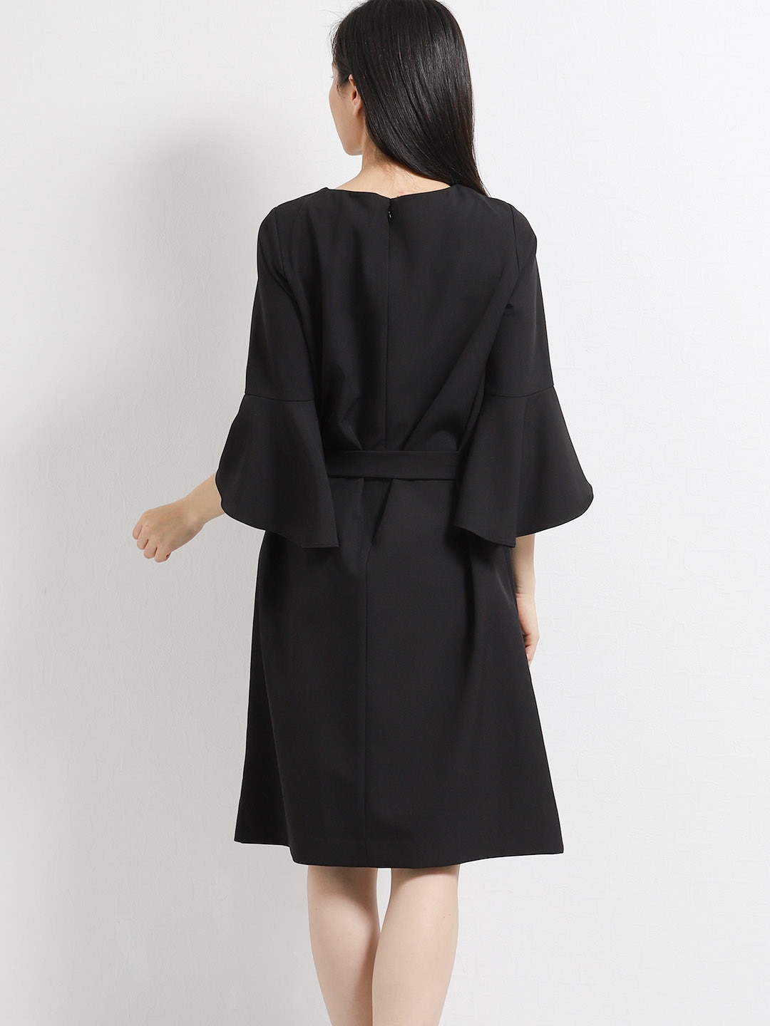 ダブルクロス袖フリル長袖サックワンピース M 05黒 ワンピース ドレス Taka Q Online Shop タカキューオンラインショップ 公式通販