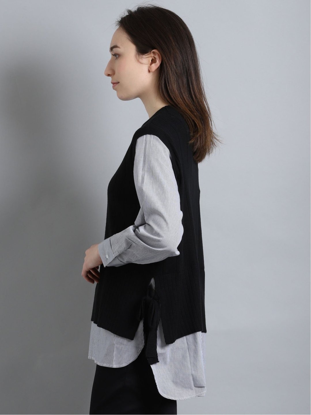 ニットベスト 長袖シャツ フェイクレイヤード M 05黒 トップス Taka Q Online Shop タカキューオンラインショップ 公式通販