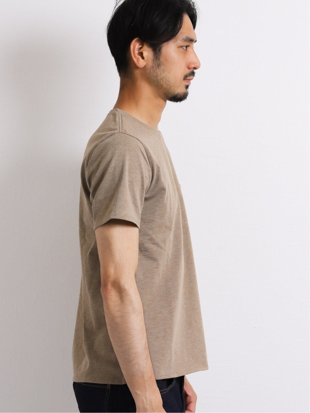 ウール混ポリエステル クルーネック半袖ｔシャツ M 33ベージュ トップス Taka Q Online Shop タカキューオンラインショップ 公式通販