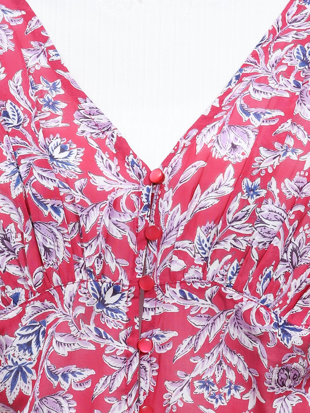 ワーゲン Wagen スシボイル ボタニカル柄7分袖ショート丈ブラウス Free 12ピンク トップス Taka Q Online Shop タカキューオンラインショップ 公式通販