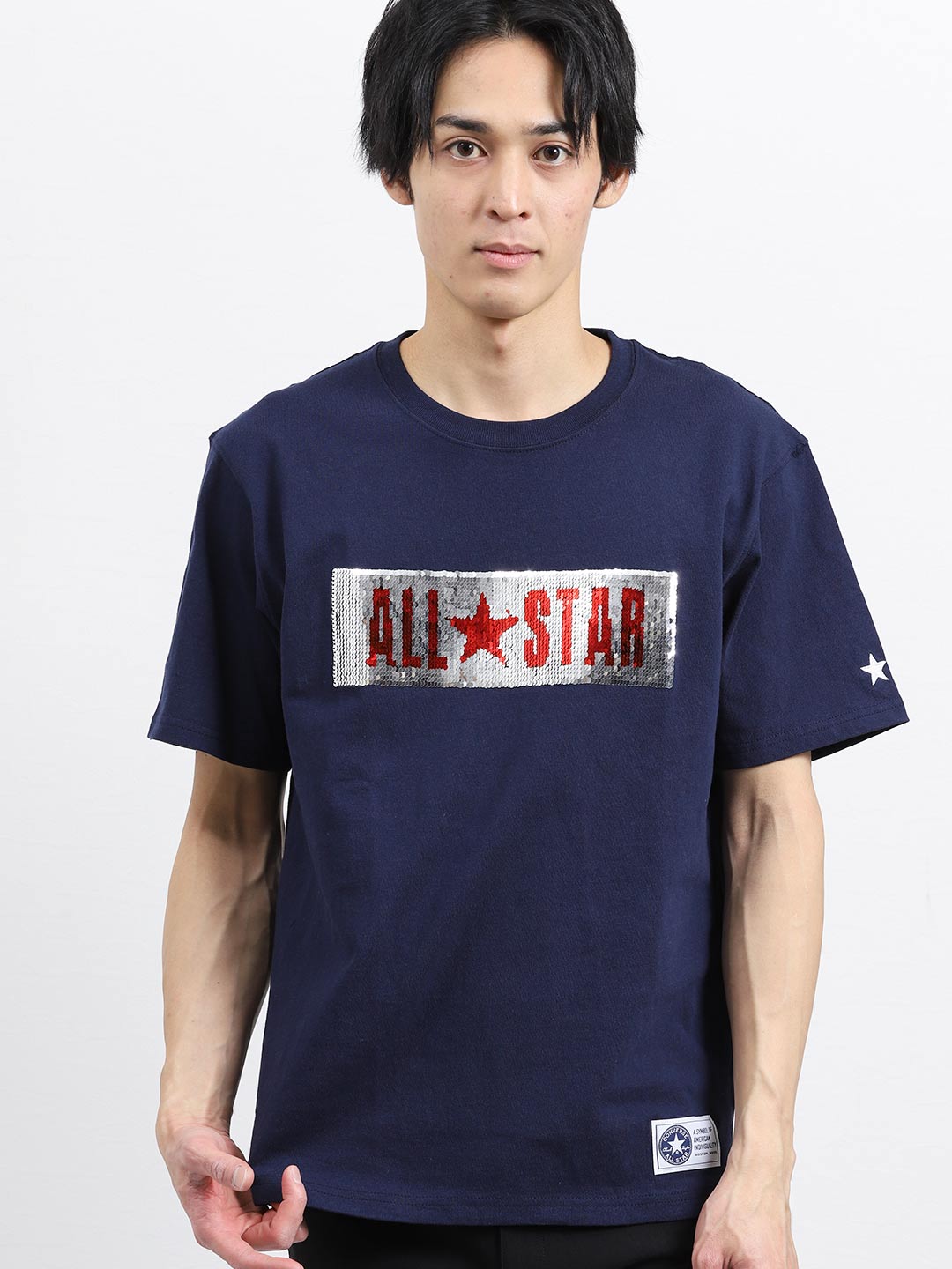 Web限定販売 コンバース Converse ロゴスパンコール半袖tシャツ M 75紺 トップス Taka Q Online Shop タカキューオンラインショップ 公式通販