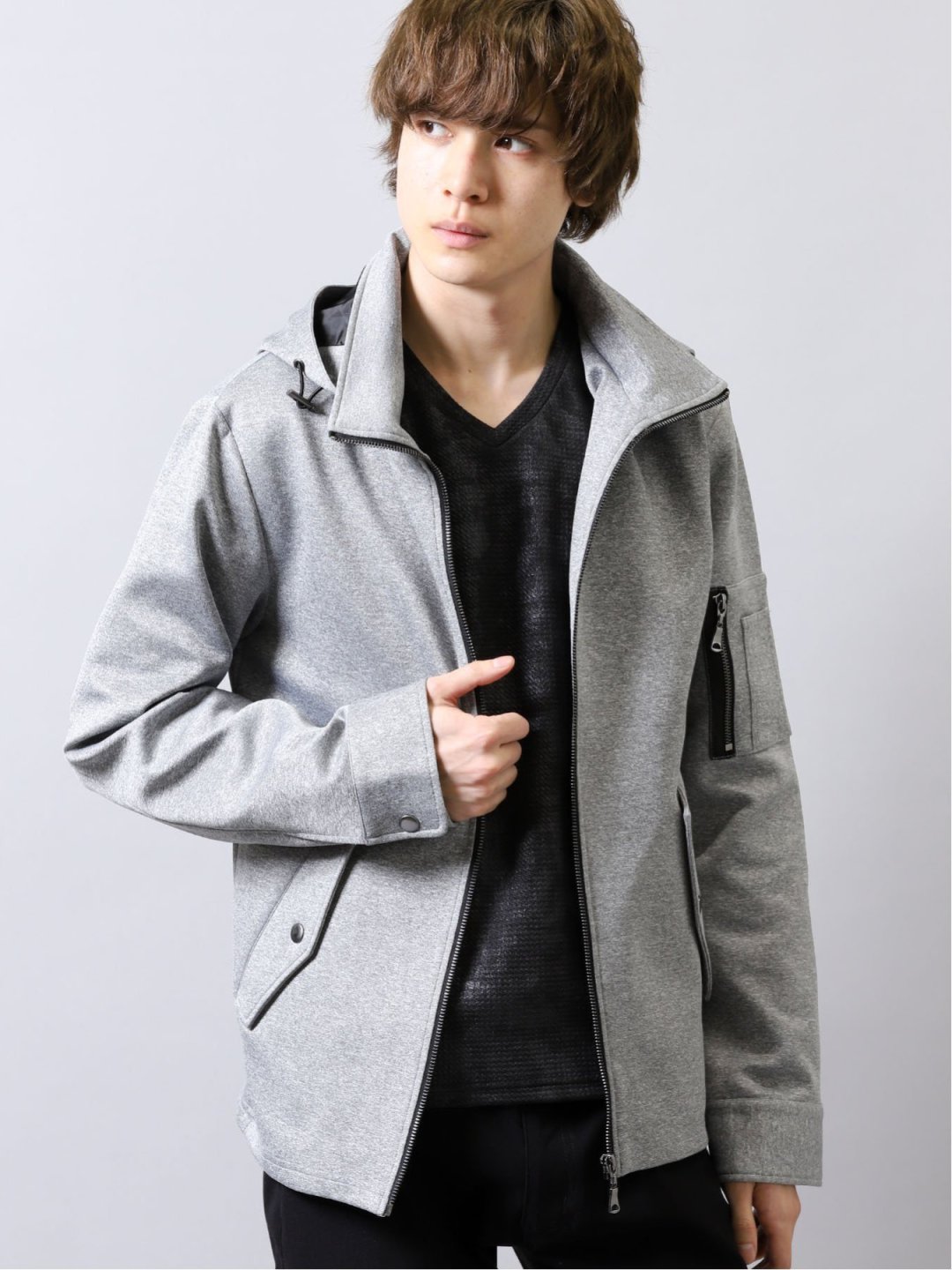 杢調ストレッチ スタンドフルジップパーカー S 03ライトグレー トップス Taka Q Online Shop タカキューオンラインショップ 公式通販