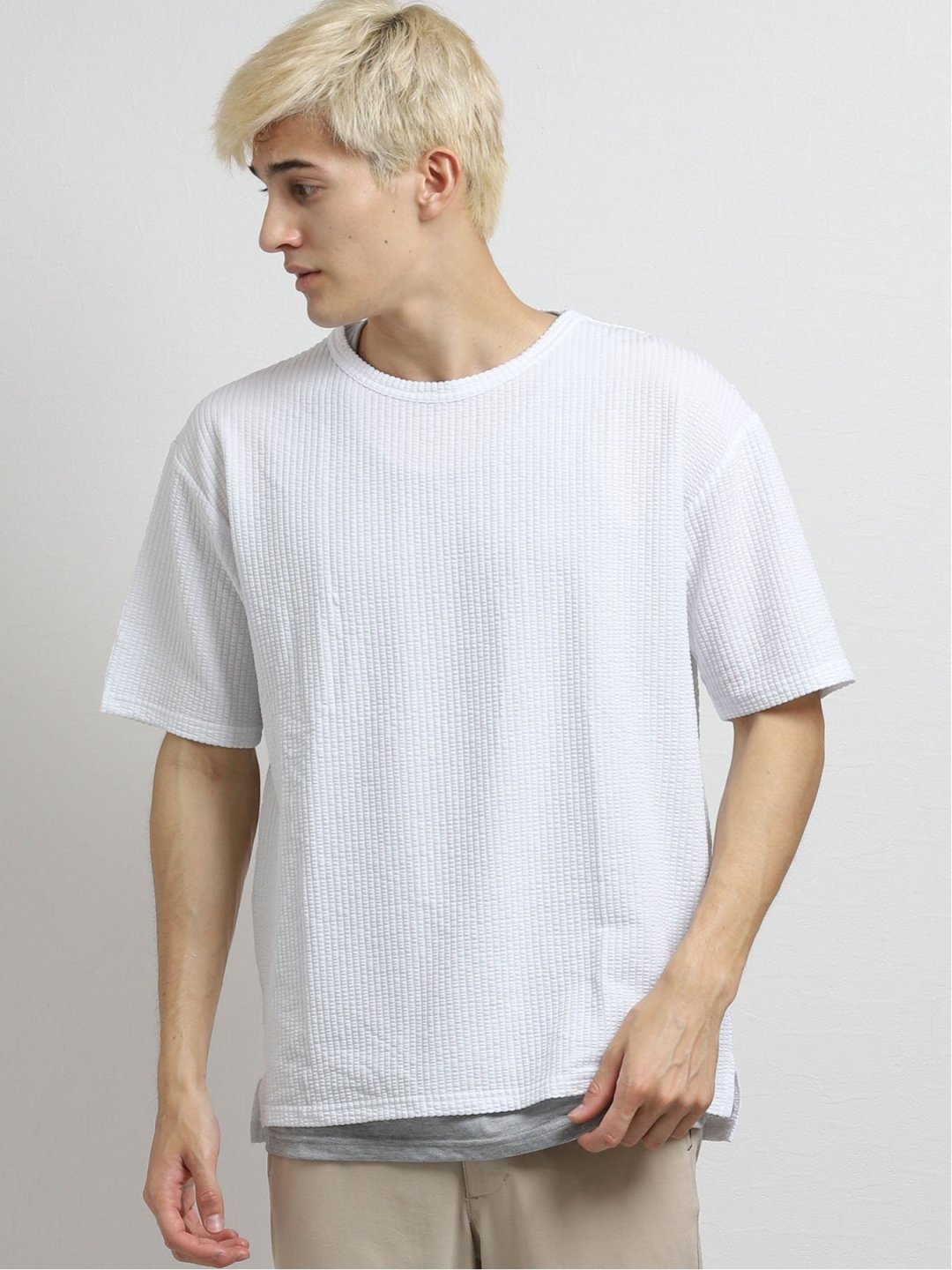 カットサッカークルーネック半袖tシャツ アンサンブル M 01白 トップス Taka Q Online Shop タカキューオンラインショップ 公式通販