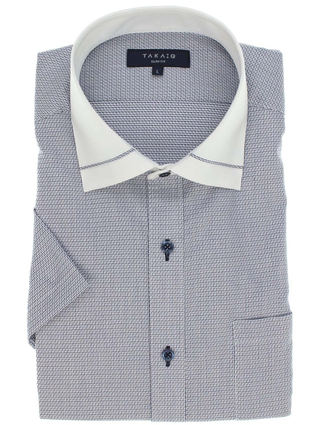 クールマックス Coolmax 形態安定スリムフィット ワイドカラークレリック半袖シャツ S 70青 ビジネス シャツ ブラウス Taka Q Online Shop タカキューオンラインショップ 公式通販