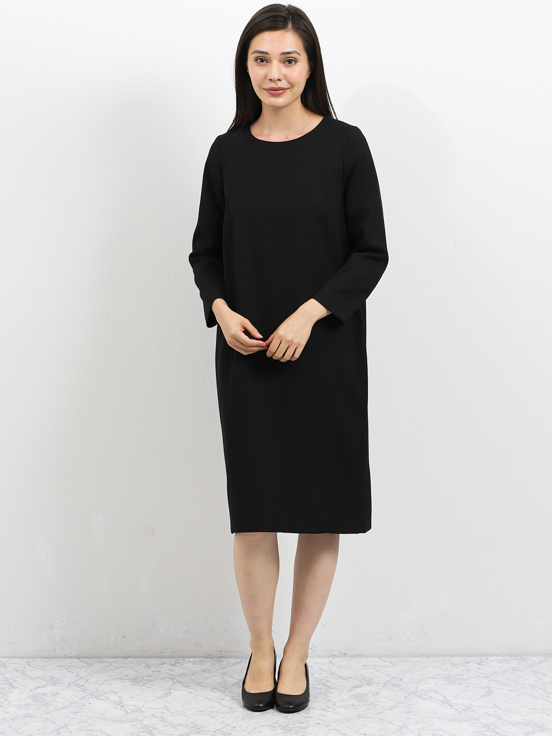 ウールライク 長袖サックワンピース M 05黒 ワンピース ドレス Taka Q Online Shop タカキューオンラインショップ 公式通販